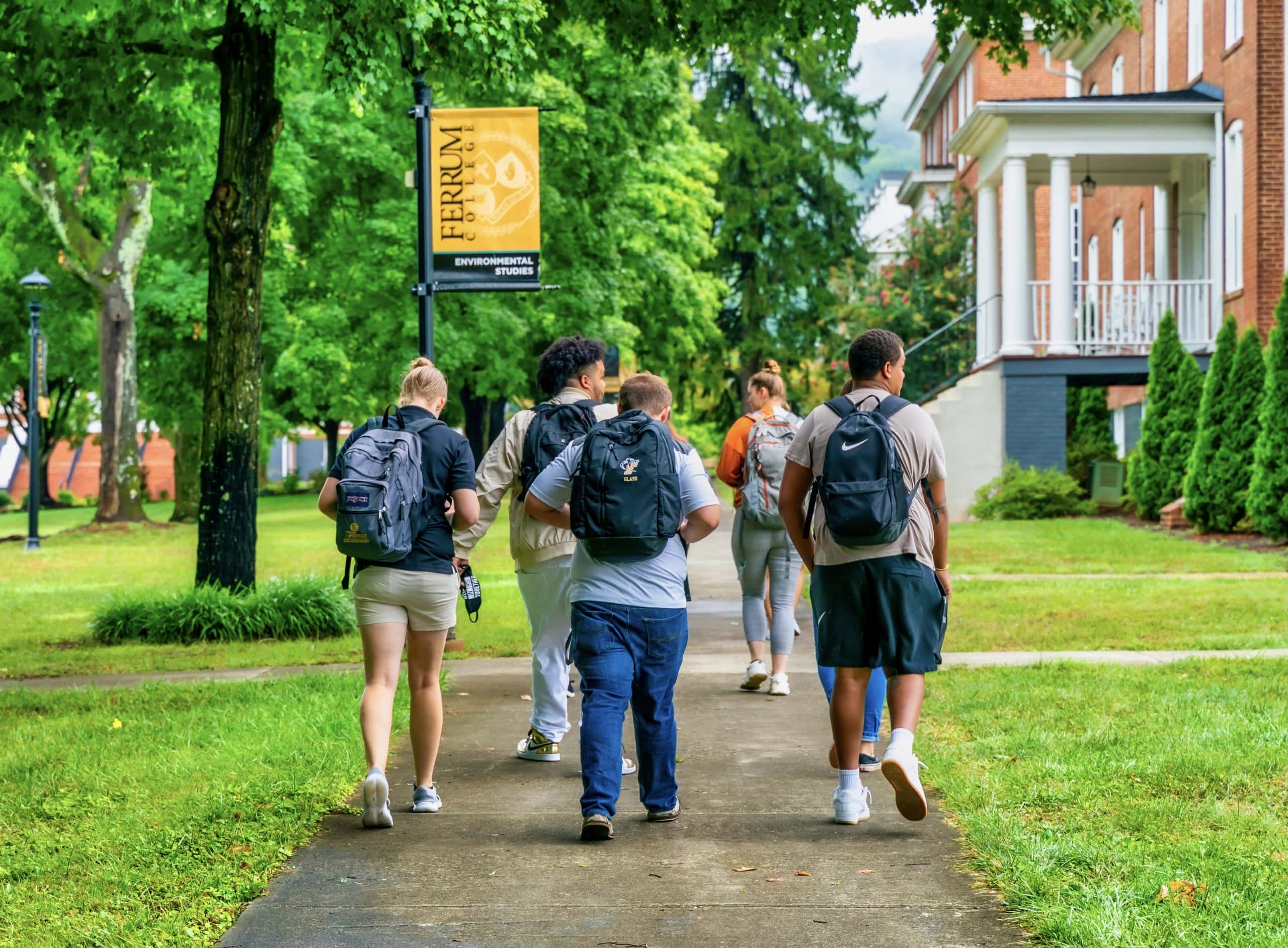 Students walking on Ferrum College campus. Brad Holley Photography.