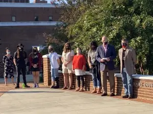 Campus members participate in a service remembering the events of September 11, 2001