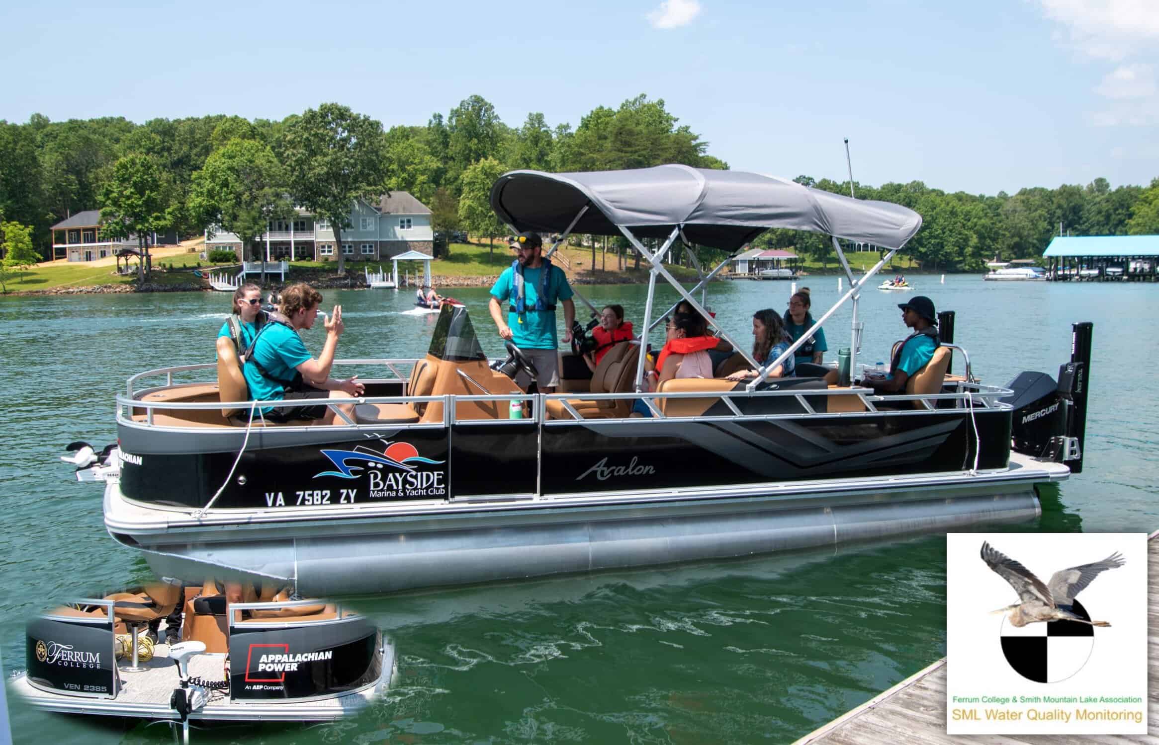 Members of the 2023 SML Water Quality team prepare to head out on the water on their new boat. Sponsored by Appalachain Power.
