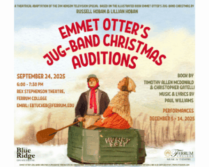 Auditions for Emmet Otter's Jug-Band Christmas September 24 6-7:30 pm