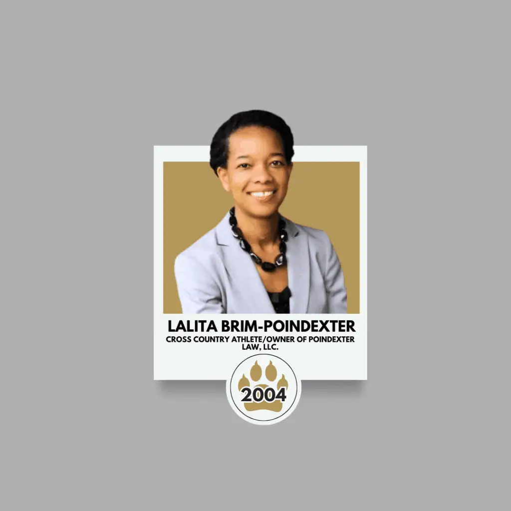 Headshot of Lalita Brim-Poindexter. Cross Country Athlete, owner of Poindexter Law, LLC. and Ferrum College Alumni class of 2004.