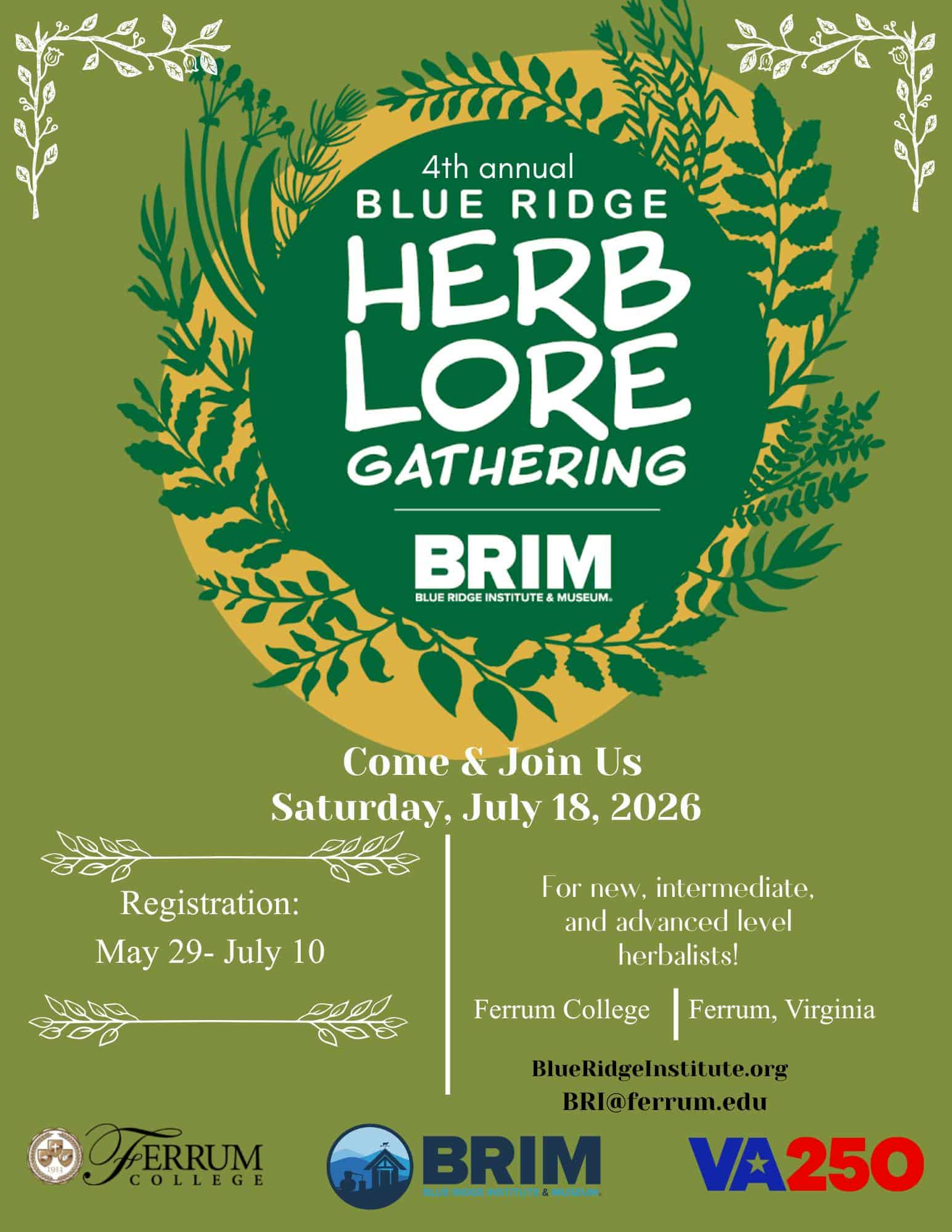 Thumbnail image for the 4th Annual Blue Ridge Herb Lore Gathering on July 18