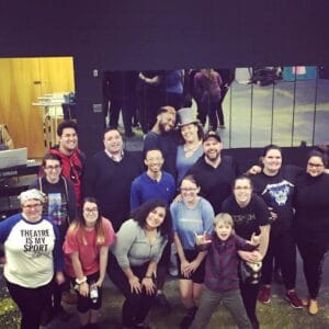 Theatre arts students in Ferrum College theatre worth with visiting artist Brad Bass to choreograph 