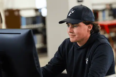 Student at Ferrum on a computer