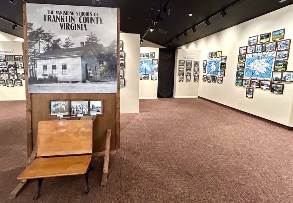 Historical Franklin County school display at Ferrum College event.