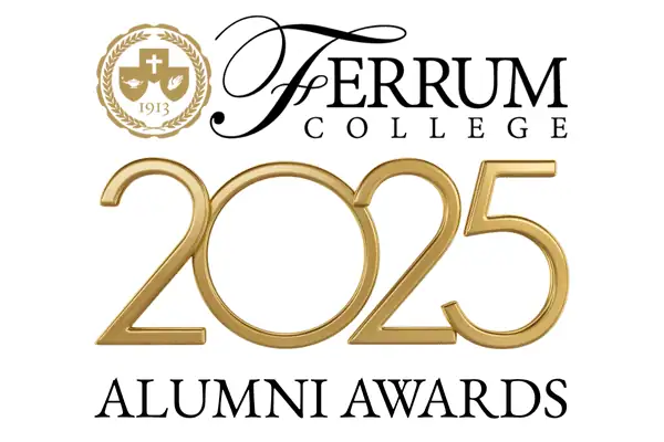 Ferrum College logo followed by a metallic gold 2025 and Alumni Awards.