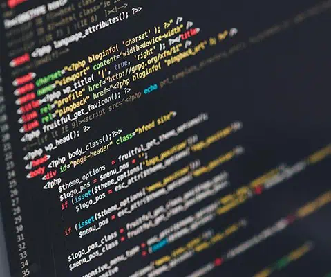 black screen with colorful coding