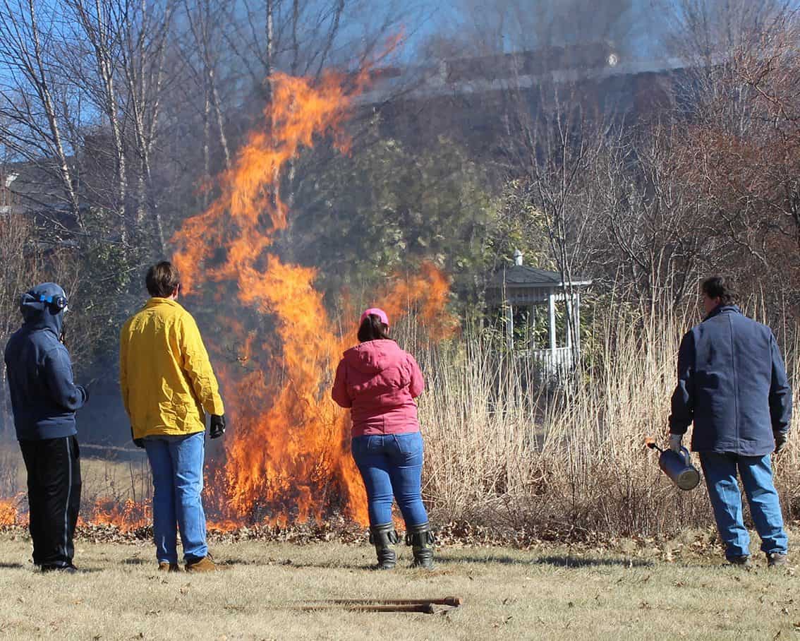 Students in an Environmental Monitoring Class conducting an annual controlled burn.