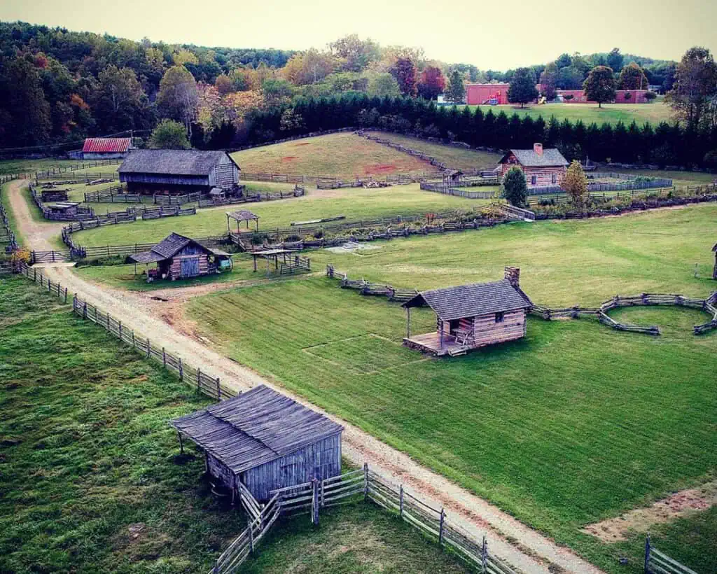 Aerial view of the Blue Ridge Institute and Museum farm.