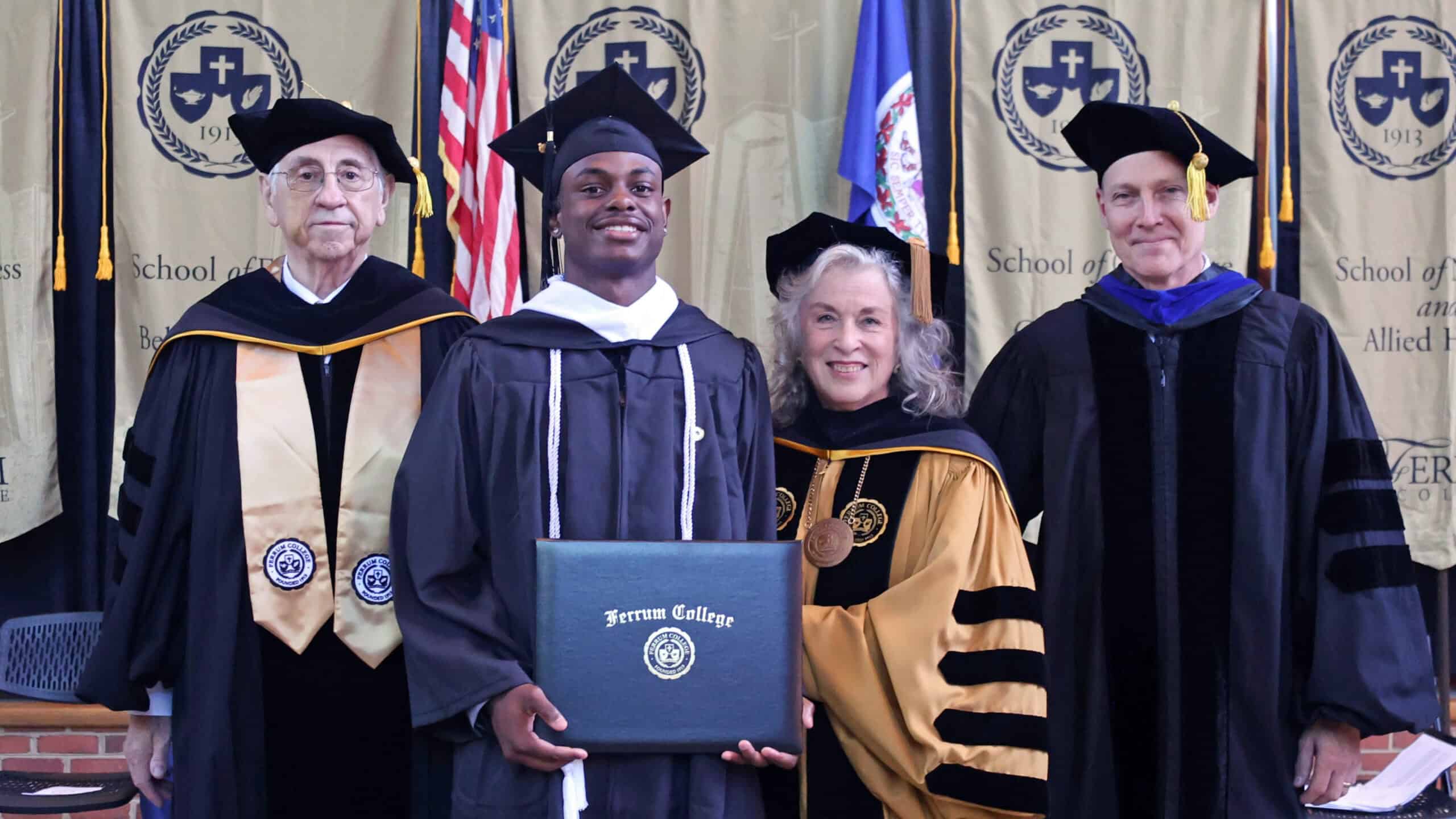 Thumbnail image for the Ferrum College Holds Special Commencement Ceremony for Jamarion Montford Before Military Deployment on October 8