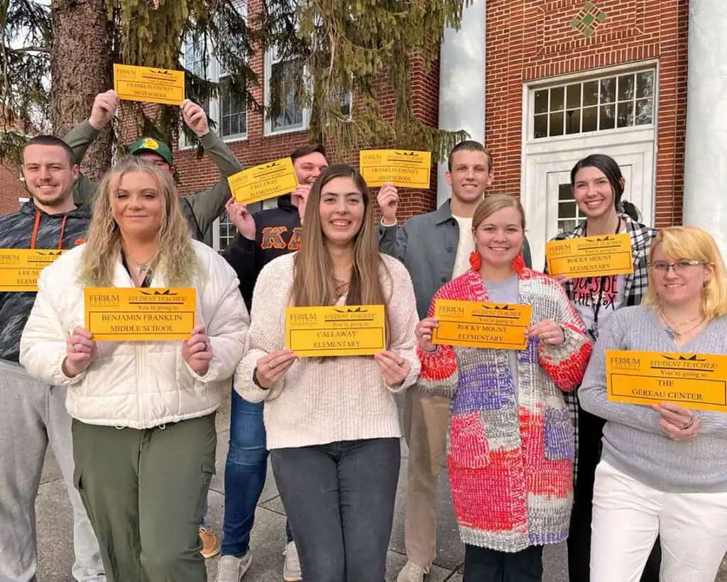 Ferrum College students show off their student teacher assignments